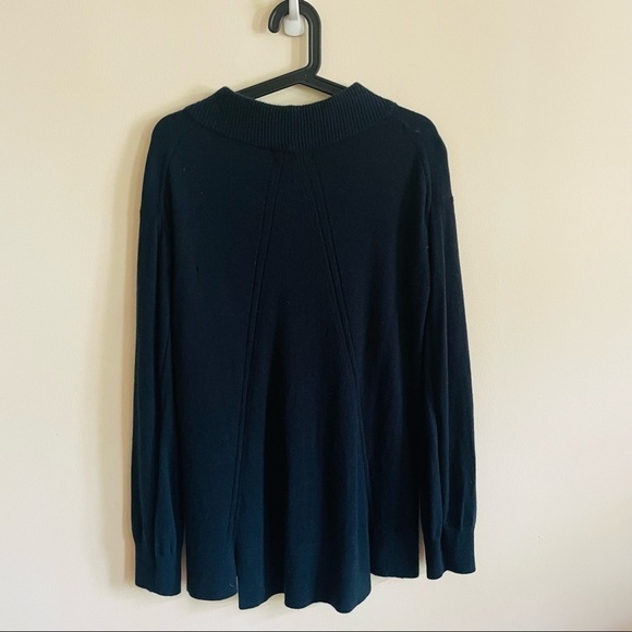 RAG & BONE Navy Mockneck Split Hem 100% Cashmere Sweater - Picture 5 of 10